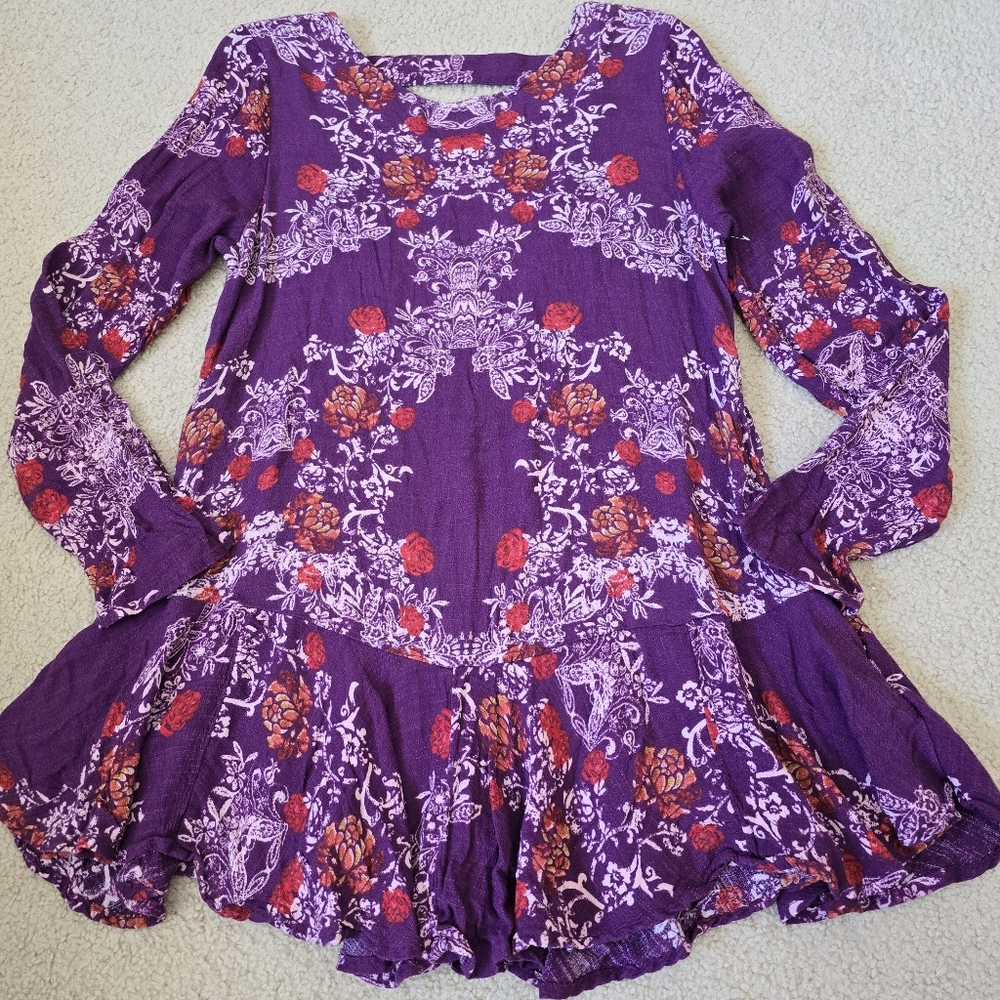Free People Smooth Talker Plumberry Combo Printed Tunic Size Large - Picture 3 of 10